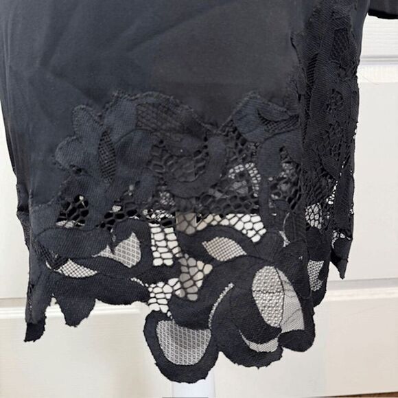 Diane Von Furstenberg Silk Ernestina Dress Black Shift -No Belt Lace Trim Size 4 - Picture 4 of 13